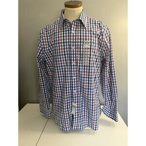 Nick Graham Modern Fit Men's Purple Plaid Long Sleeve Shirt Button Down Sz L